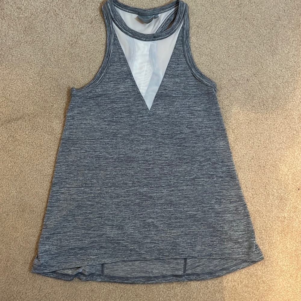 Athleta Grey Racerback Mesh Sleeveless Tank Top. Size XXS